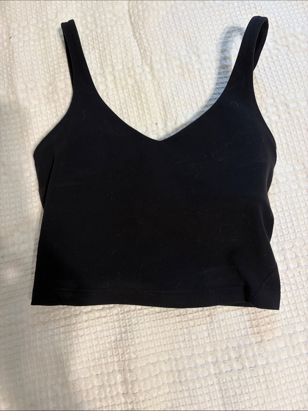 Lululemon Black V-Neck Cropped Tank Top with padding  - Women